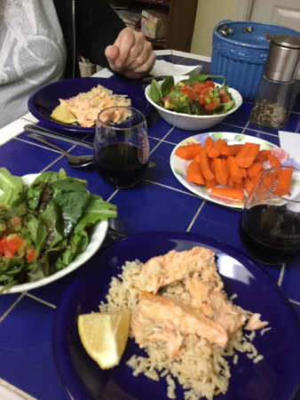 Salmon dinner with Cindy